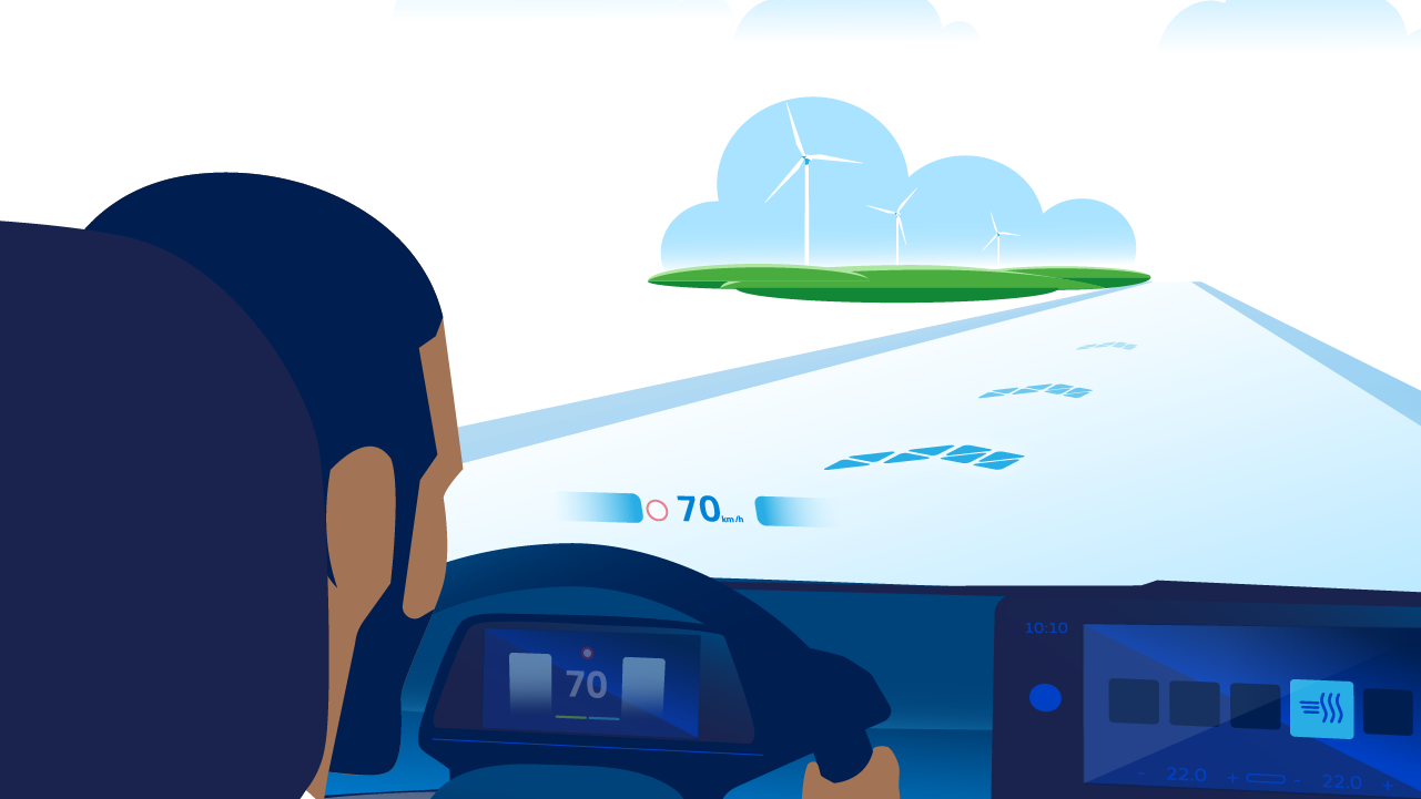 VW ID.Hub head-up дисплей с разширена реалност