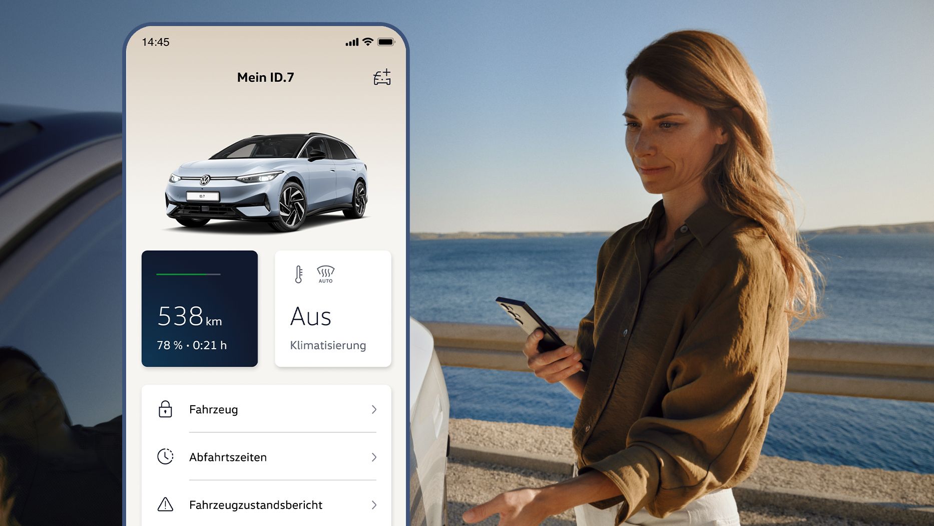 Екран от приложението на Volkswagen за ID.7