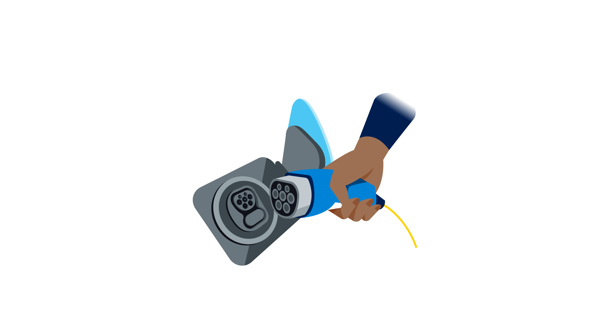 Illustration: Typ-2-Stecker eines Elektroautos für das AC-Laden.