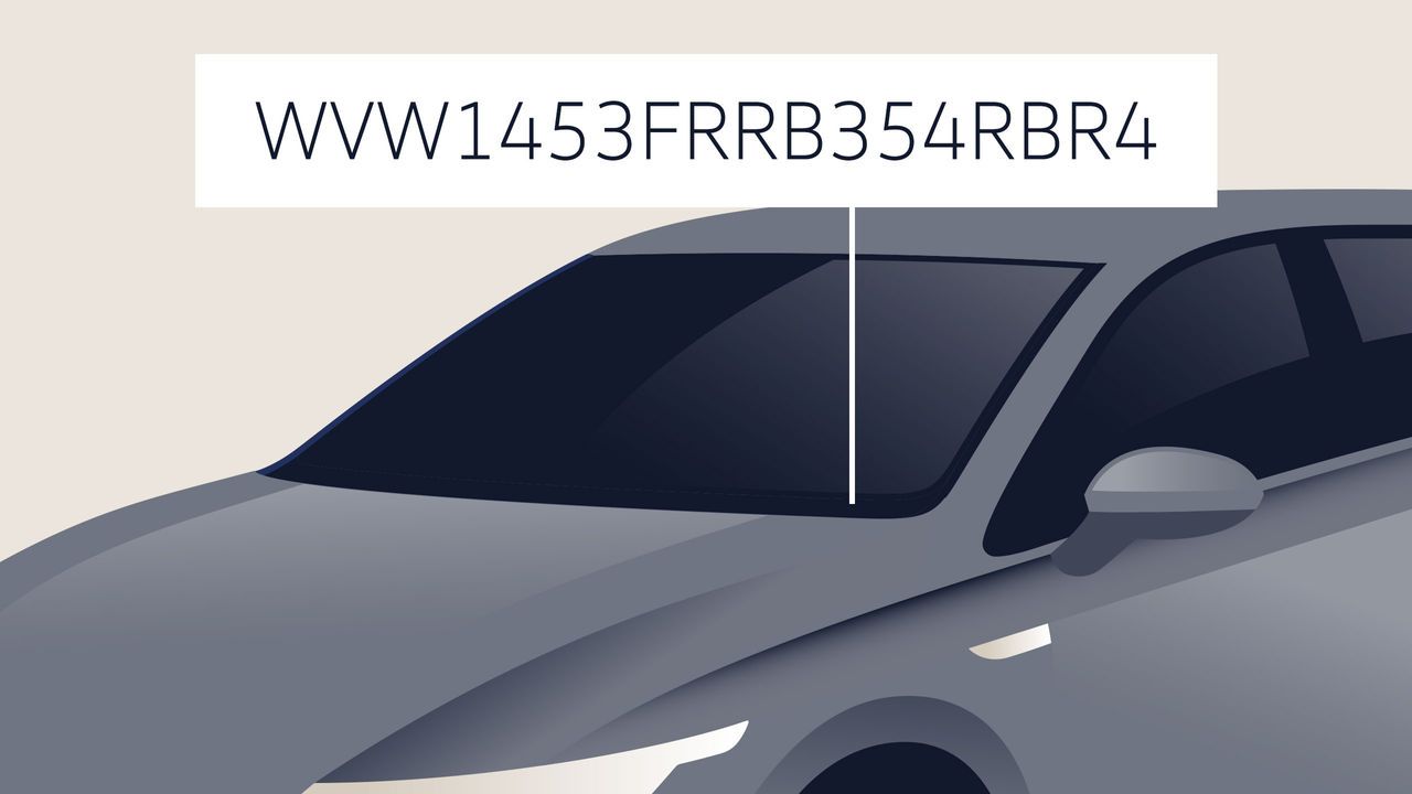 Визуализация на мястото на предното стъкло, където се намира VIN на превозно средство