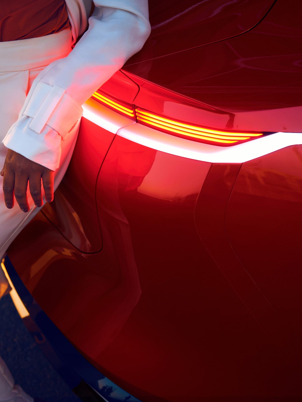 Подробен кадър на задните LED светлини на ID. Vizzion